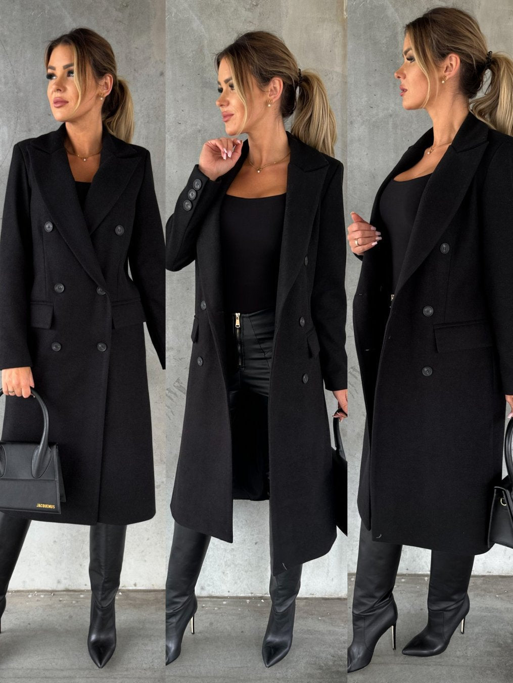 Double-Breasted Coat Longline Cream Women's – Office, Winter, Casual, Smart Everyday Wear