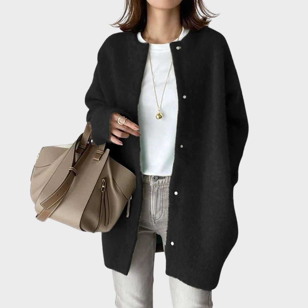 Knitted Cardigan Women's Cashmere Oversized Button Front Camel – Casual, Office