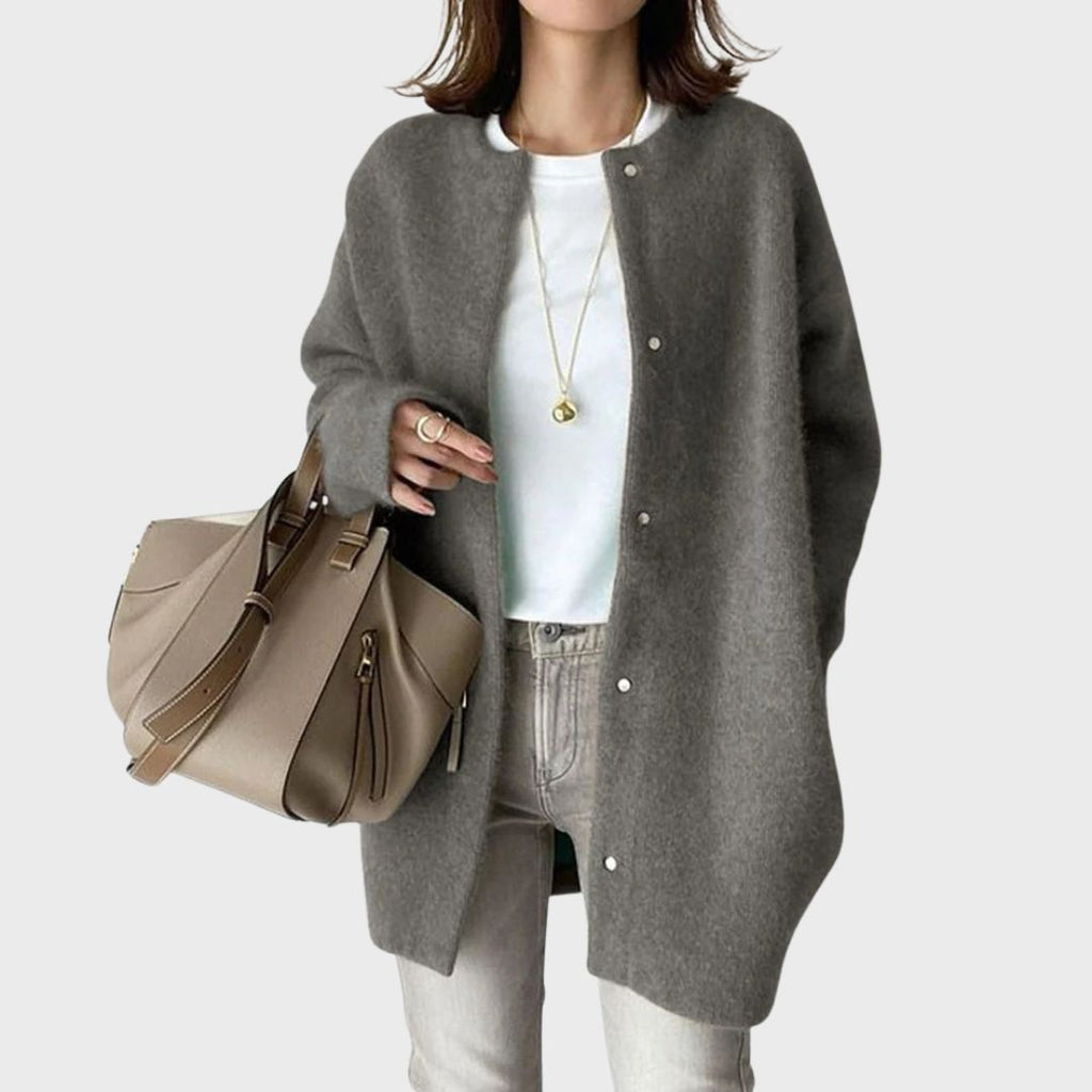 Knitted Cardigan Women's Cashmere Oversized Button Front Camel – Casual, Office