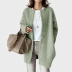 Knitted Cardigan Women's Cashmere Oversized Button Front Camel – Casual, Office