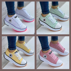 Platform Sneakers Canvas Lace-Up Women's Trainers Chunky Sole – Casual, Everyday