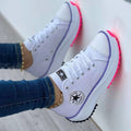 Platform Sneakers Canvas Lace-Up Women's Trainers Chunky Sole – Casual, Everyday