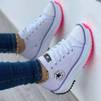 Platform Sneakers Canvas Lace-Up Women's Trainers Chunky Sole – Casual, Everyday