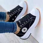 Platform Sneakers Canvas Lace-Up Women's Trainers Chunky Sole – Casual, Everyday