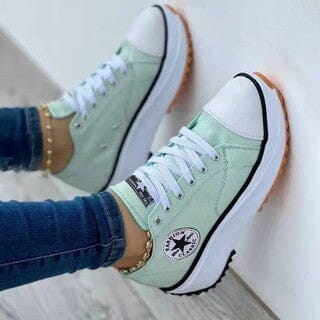Platform Sneakers Canvas Lace-Up Women's Trainers Chunky Sole – Casual, Everyday