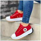 Platform Sneakers Canvas Lace-Up Women's Trainers Chunky Sole – Casual, Everyday