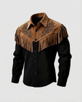 Suede Fringe Jacket Tan Men's Western Button Shirt – Casual, Cowboy Style