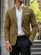 Blazer Jacket Men's Tan Single Breasted Notch Lapel Standard Fit – Office, Formal, Casual, Gift