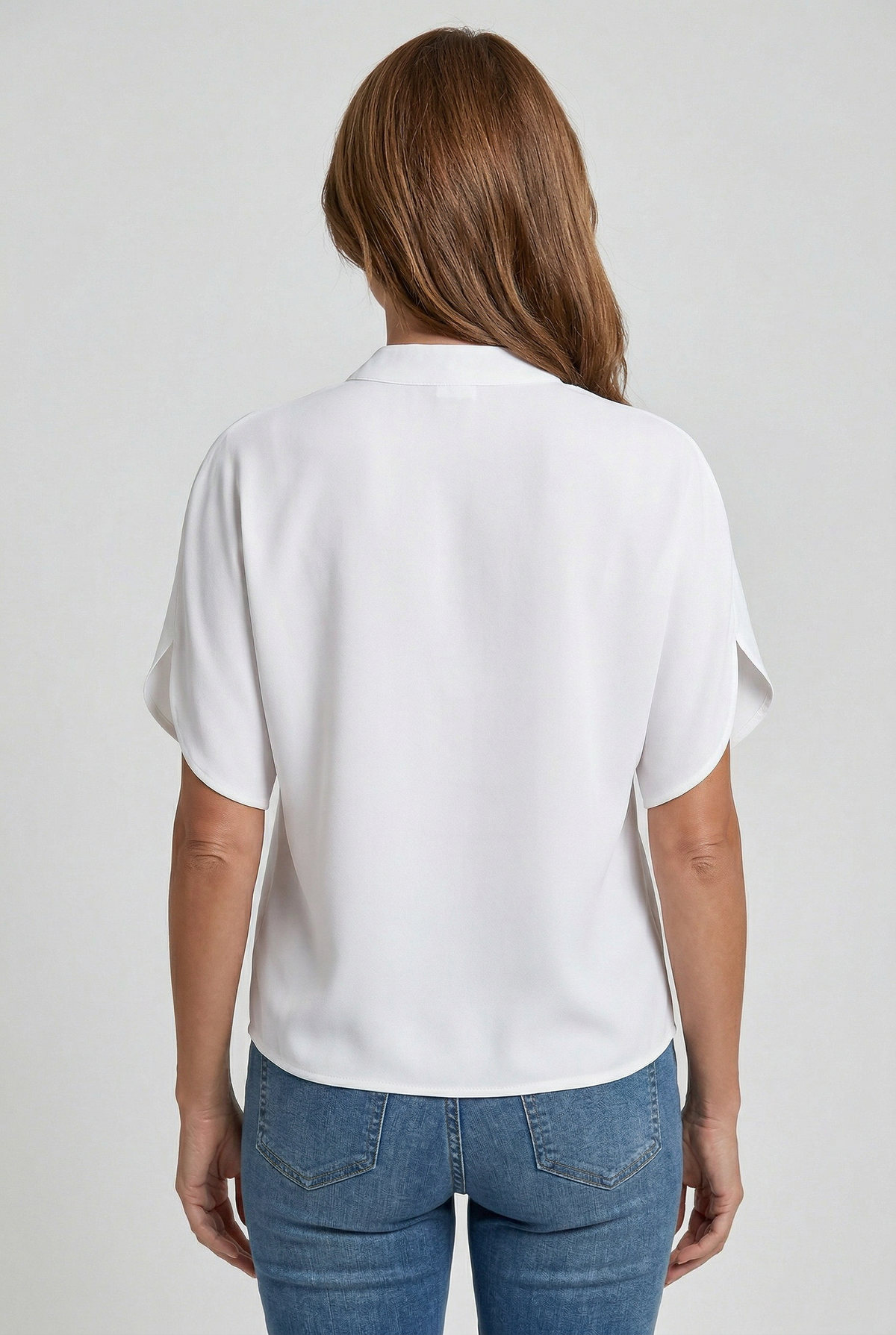 Blouse V-Neck Short Sleeve White Women's – Office, Casual, Everyday Wear, Smart Workwear Top