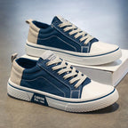 Canvas Sneakers Men's Blue Low-Top Lace-Up Trainers – Casual, Everyday Wear, Gift