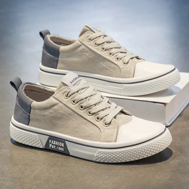 Canvas Sneakers Men's Blue Low-Top Lace-Up Trainers – Casual, Everyday Wear, Gift