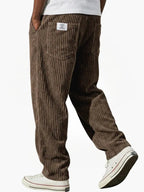 Corduroy Trousers Grey Men's Straight Leg – Casual, Everyday Wear with Back Pocket Comfort Fit