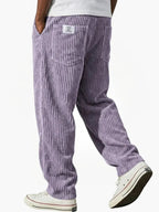 Corduroy Trousers Grey Men's Straight Leg – Casual, Everyday Wear with Back Pocket Comfort Fit