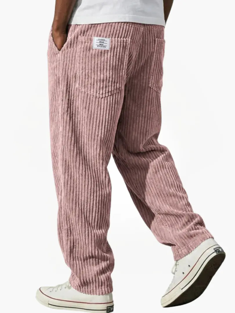 Corduroy Trousers Grey Men's Straight Leg – Casual, Everyday Wear with Back Pocket Comfort Fit