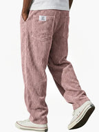 Corduroy Trousers Grey Men's Straight Leg – Casual, Everyday Wear with Back Pocket Comfort Fit