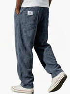 Corduroy Trousers Grey Men's Straight Leg – Casual, Everyday Wear with Back Pocket Comfort Fit