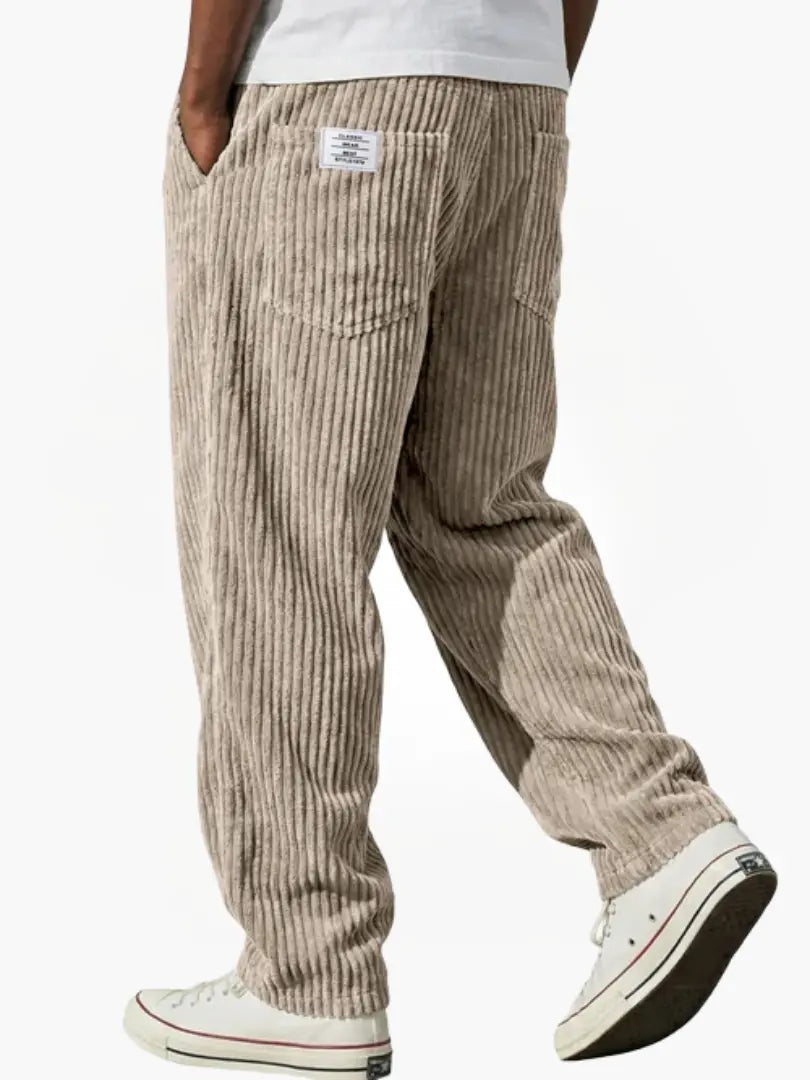 Corduroy Trousers Grey Men's Straight Leg – Casual, Everyday Wear with Back Pocket Comfort Fit