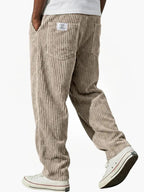 Corduroy Trousers Grey Men's Straight Leg – Casual, Everyday Wear with Back Pocket Comfort Fit