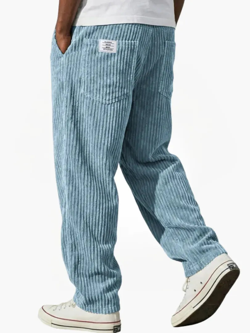 Corduroy Trousers Grey Men's Straight Leg – Casual, Everyday Wear with Back Pocket Comfort Fit