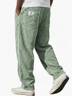 Corduroy Trousers Grey Men's Straight Leg – Casual, Everyday Wear with Back Pocket Comfort Fit