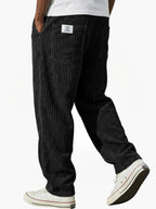 Corduroy Trousers Grey Men's Straight Leg – Casual, Everyday Wear with Back Pocket Comfort Fit