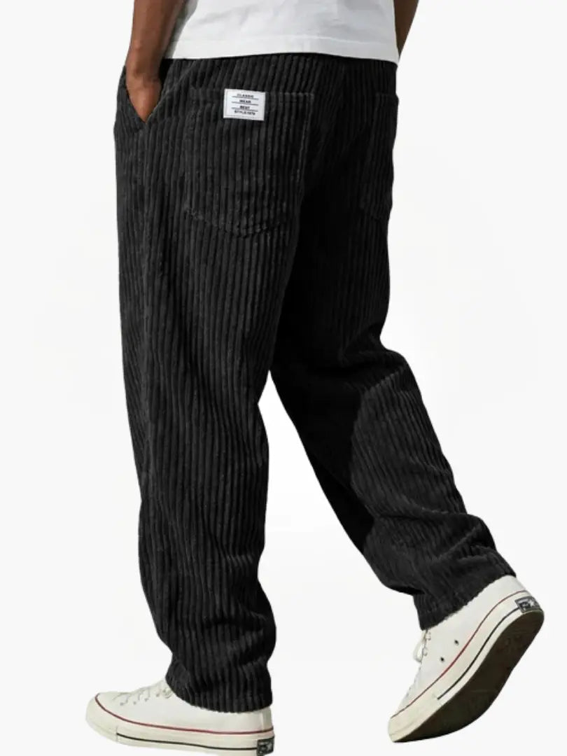 Corduroy Trousers Grey Men's Straight Leg – Casual, Everyday Wear with Back Pocket Comfort Fit
