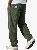 Corduroy Trousers Grey Men's Straight Leg – Casual, Everyday Wear with Back Pocket Comfort Fit