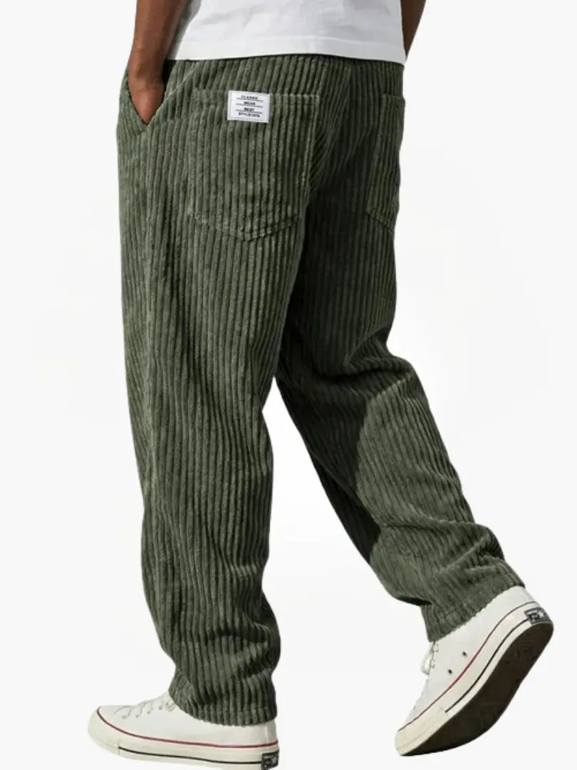 Corduroy Trousers Grey Men's Straight Leg – Casual, Everyday Wear with Back Pocket Comfort Fit