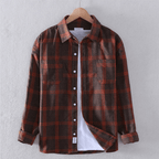 Flannel Shirt Navy Plaid Check Men's Long Sleeve Button-Down – Casual, Office, Holiday, Gift