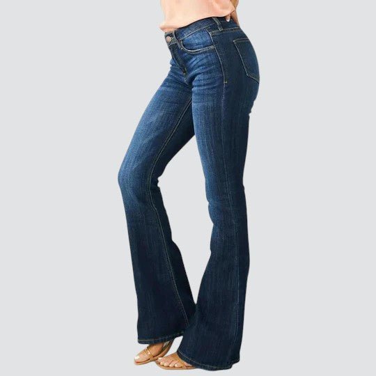 Flare Jeans Dark Wash Stretch Denim Mid Rise Women's – Casual, Office, Holiday · Werune