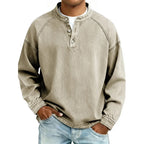 Henley Shirt Denim Blue Men's Long Sleeve Button Neck – Casual, Everyday · Werune