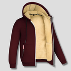 Hooded Jacket Sherpa Fleece Lined Zip-Up Men's Olive Green – Casual, Winter Gift