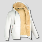 Hooded Jacket Sherpa Fleece Lined Zip-Up Men's Olive Green – Casual, Winter Gift