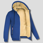 Hooded Jacket Sherpa Fleece Lined Zip-Up Men's Olive Green – Casual, Winter Gift