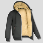 Hooded Jacket Sherpa Fleece Lined Zip-Up Men's Olive Green – Casual, Winter Gift