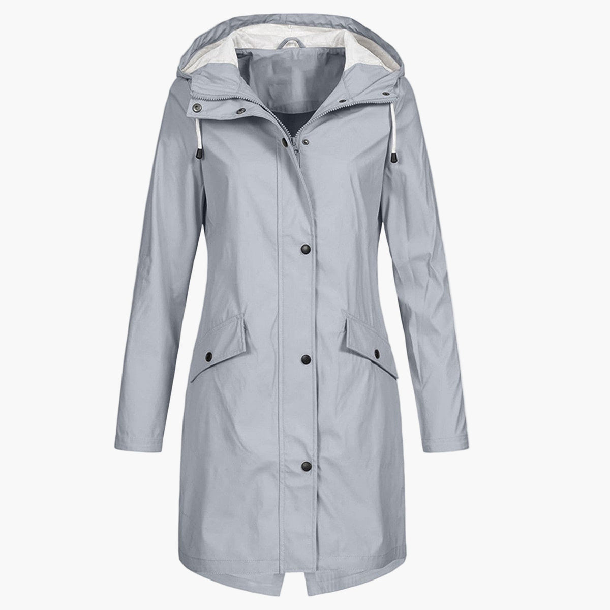 Hooded Rain Jacket Longline Waterproof Navy Women's – Outdoor, Casual, Holiday, Everyday Wear