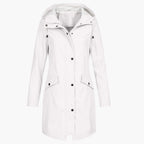 Hooded Rain Jacket Longline Waterproof Navy Women's – Outdoor, Casual, Holiday, Everyday Wear