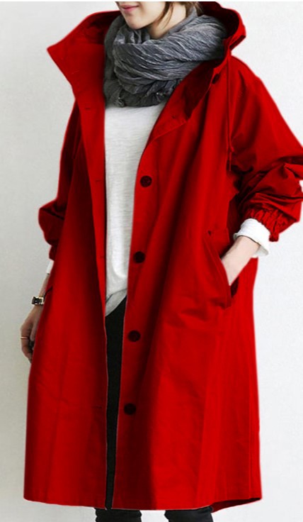 Hooded Trench Coat Longline Oversized Women's Windbreaker – Casual, Everyday Outerwear
