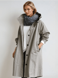 Hooded Trench Coat Oversized Grey Women's Longline Windbreaker – Casual, Holiday