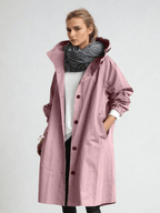 Hooded Trench Coat Oversized Grey Women's Longline Windbreaker – Casual, Holiday