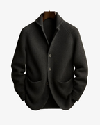 Knit Cardigan Men's Ribbed Button-Front Dark Green – Casual, Office · Werune