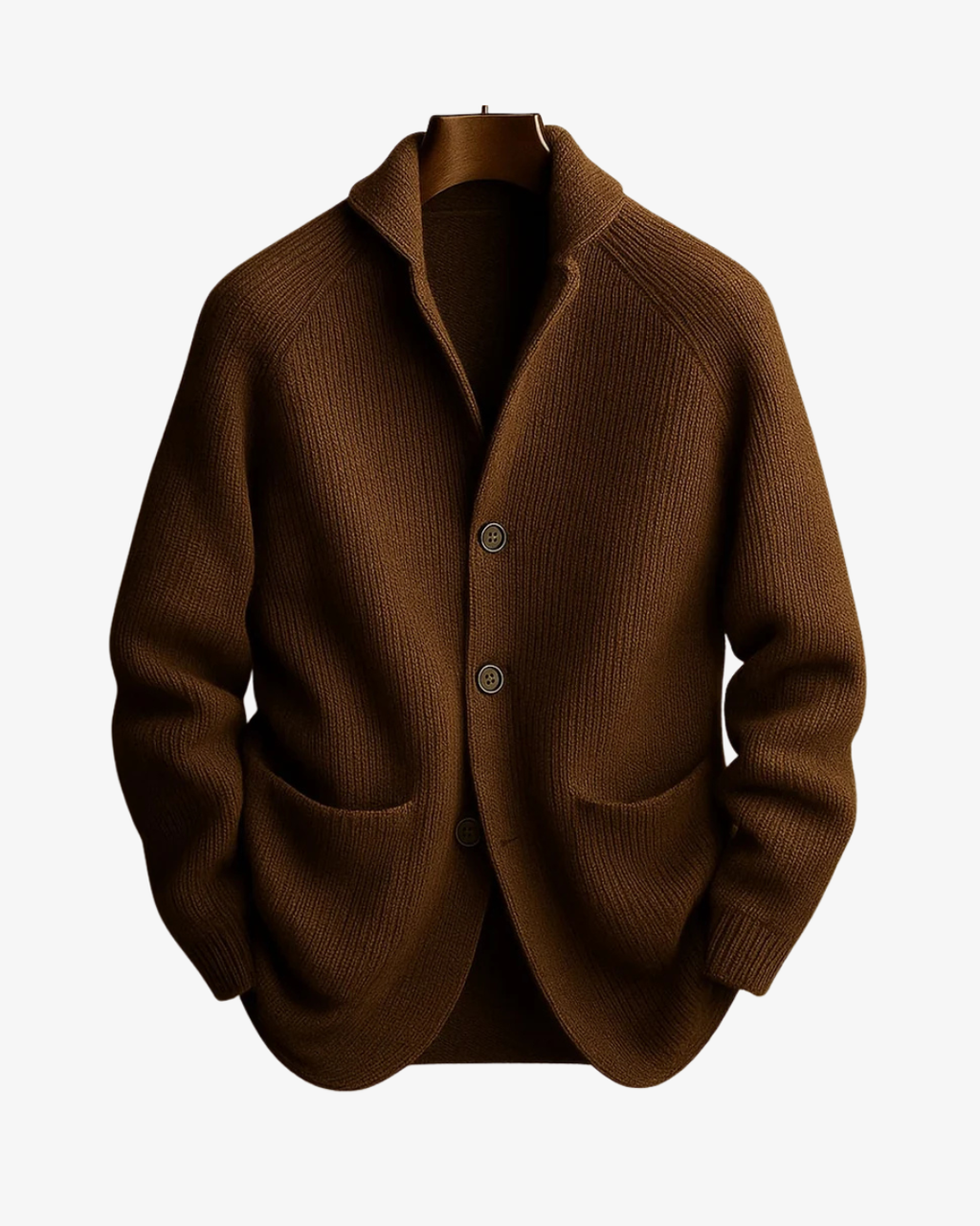 Knit Cardigan Men's Ribbed Button-Front Dark Green – Casual, Office · Werune