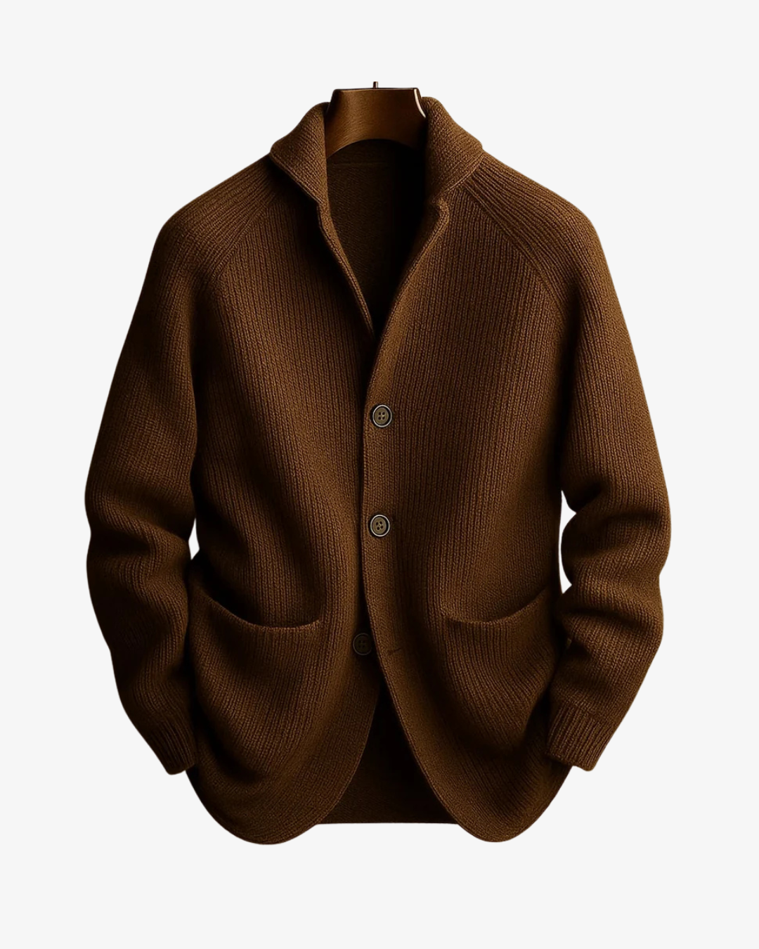 Knit Cardigan Men's Ribbed Button-Front Dark Green – Casual, Office · Werune