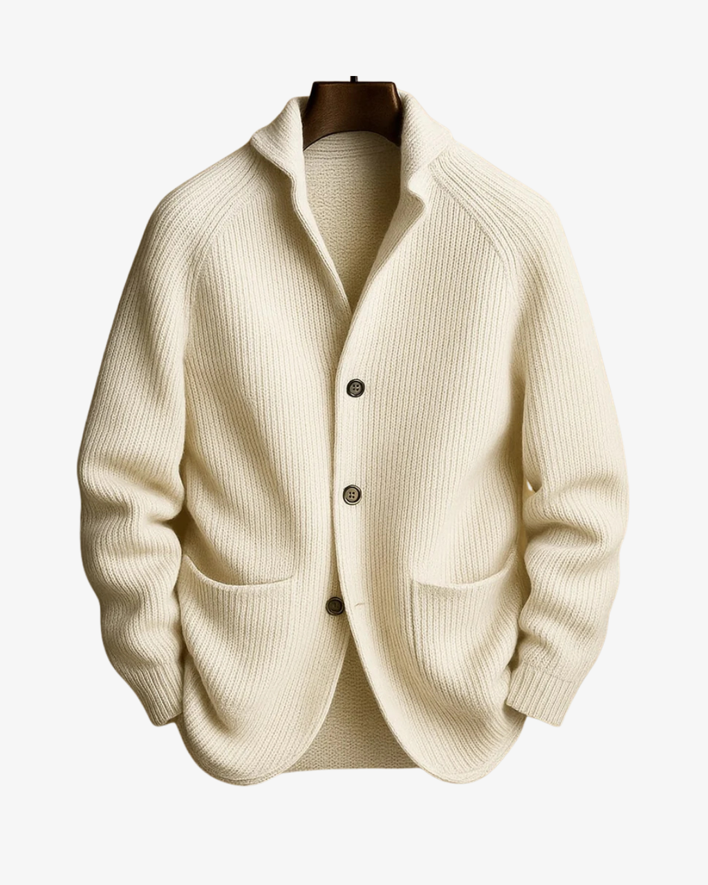 Knit Cardigan Men's Ribbed Button-Front Dark Green – Casual, Office · Werune
