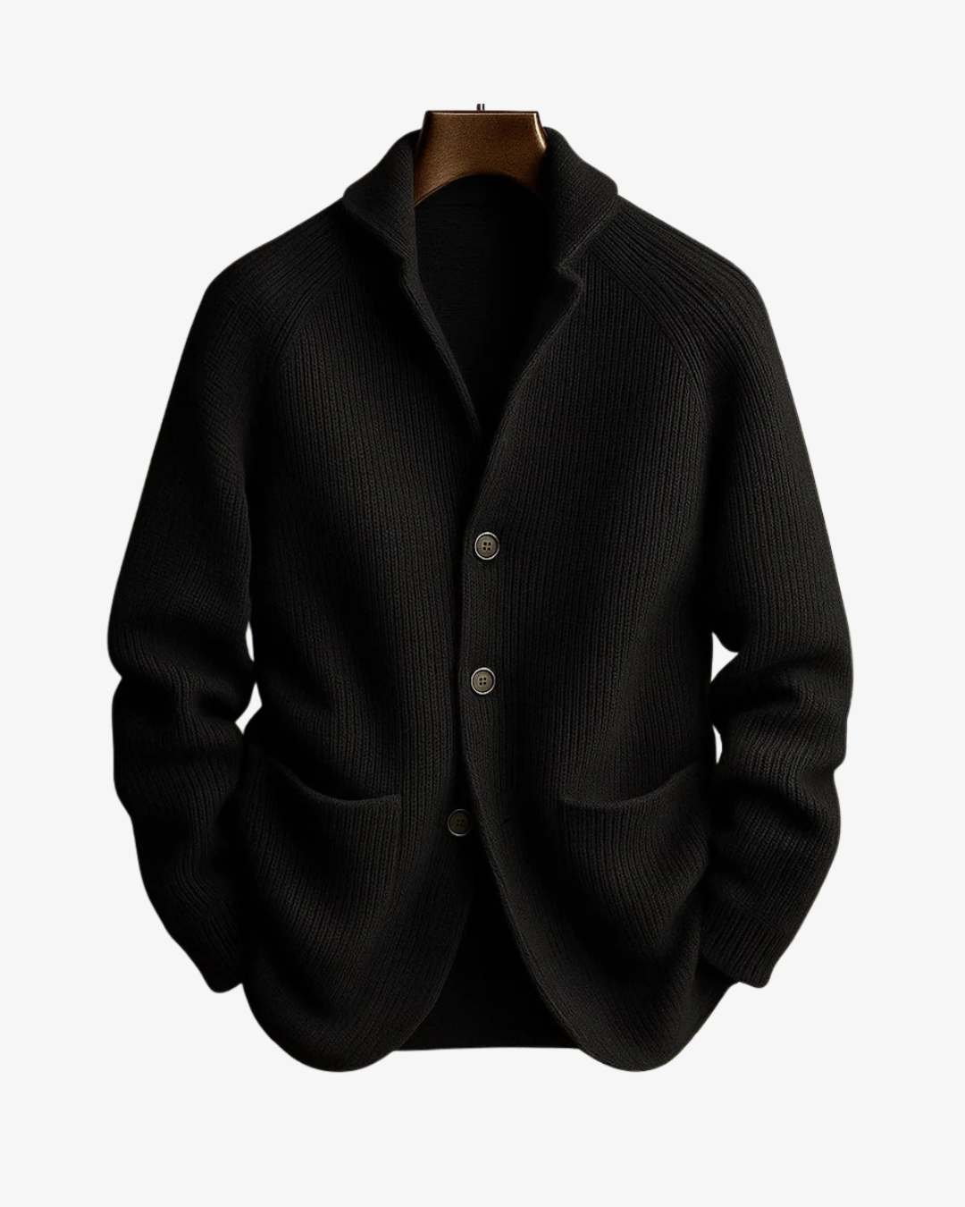Knit Cardigan Men's Ribbed Button-Front Dark Green – Casual, Office · Werune