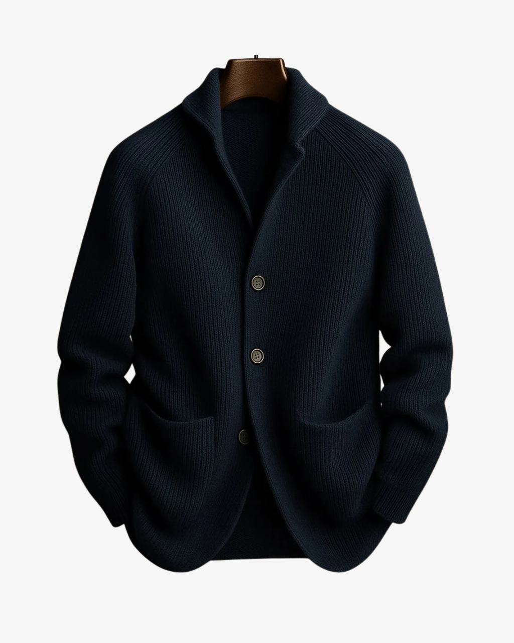 Knit Cardigan Men's Ribbed Button-Front Dark Green – Casual, Office · Werune