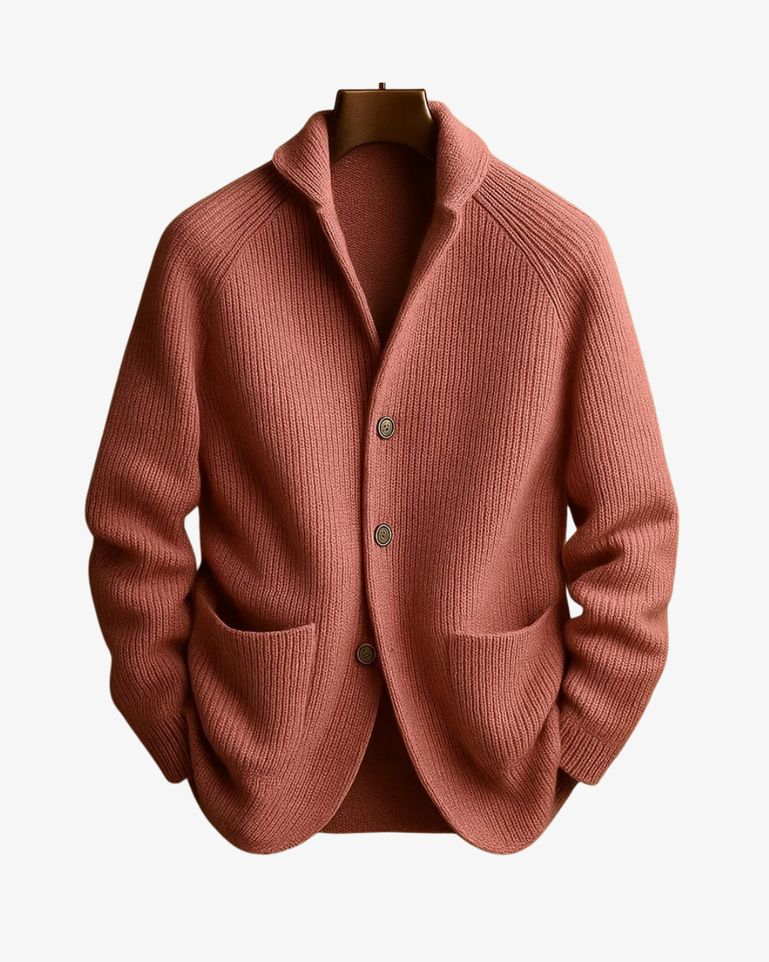 Knit Cardigan Men's Ribbed Button-Front Dark Green – Casual, Office · Werune