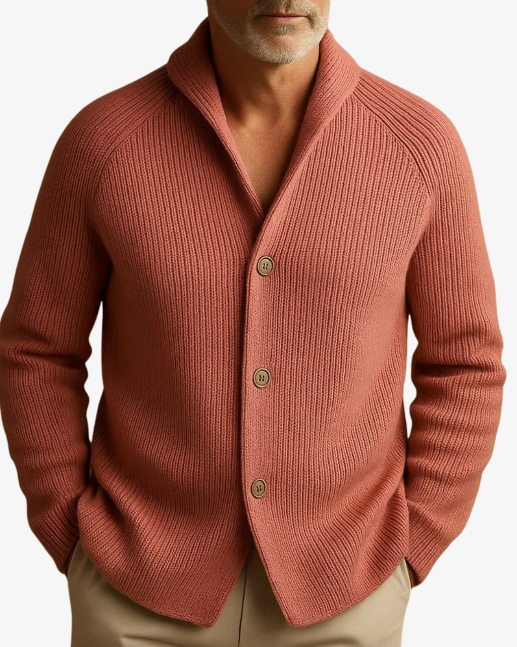 Knit Cardigan Men's Ribbed Button-Front Dark Green – Casual, Office · Werune