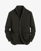 Knit Cardigan Men's Ribbed Button-Front Dark Green – Casual, Office · Werune
