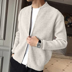 Knit Cardigan Ribbed Grey Zip-Front Men's – Casual, Office, Holiday, Gift · Werune
